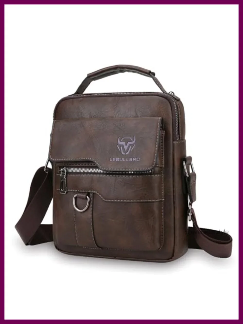 Retro PU Leather Messenger Sling Bag Crossbody Shoulder Bag Men